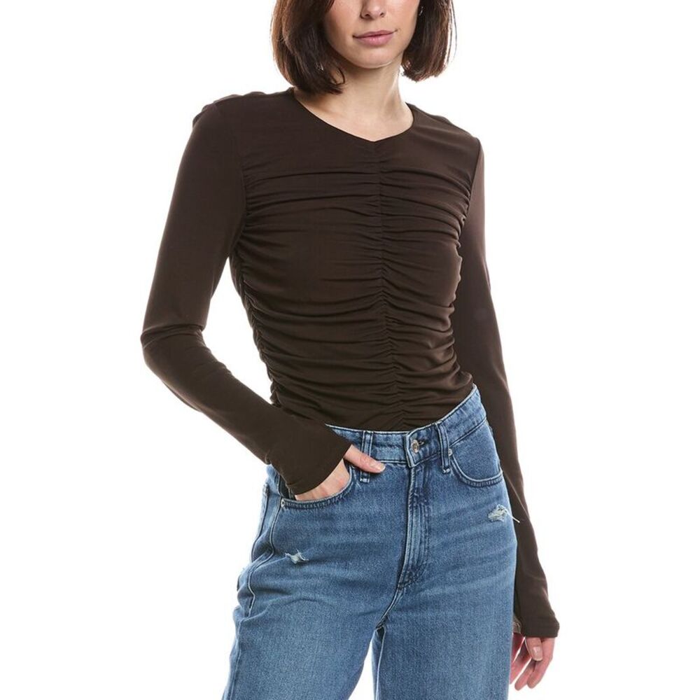 Frame Denim Womens Frame The Ruched Top, Brown